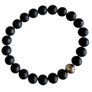 8mm Matte Onyx Stretch Bracelet with Sterling Silver Spacer